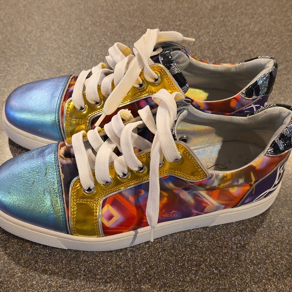 Christian Louboutin Gold and Blue Women's Sneakers - Picture 2 of 3